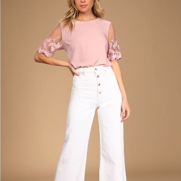 Lulus Lisa Marie Mauve Pink Embroidered Top - Picture 2 of 8